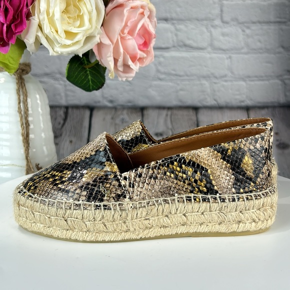 KURT GEIGER LONDON MORELLA Leather Snake Print Slip On Espadrilles - Picture 3 of 17